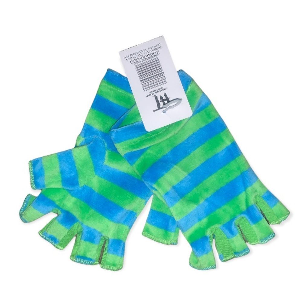 Hot Topic Green Blue Velour stripes fingerless gloves